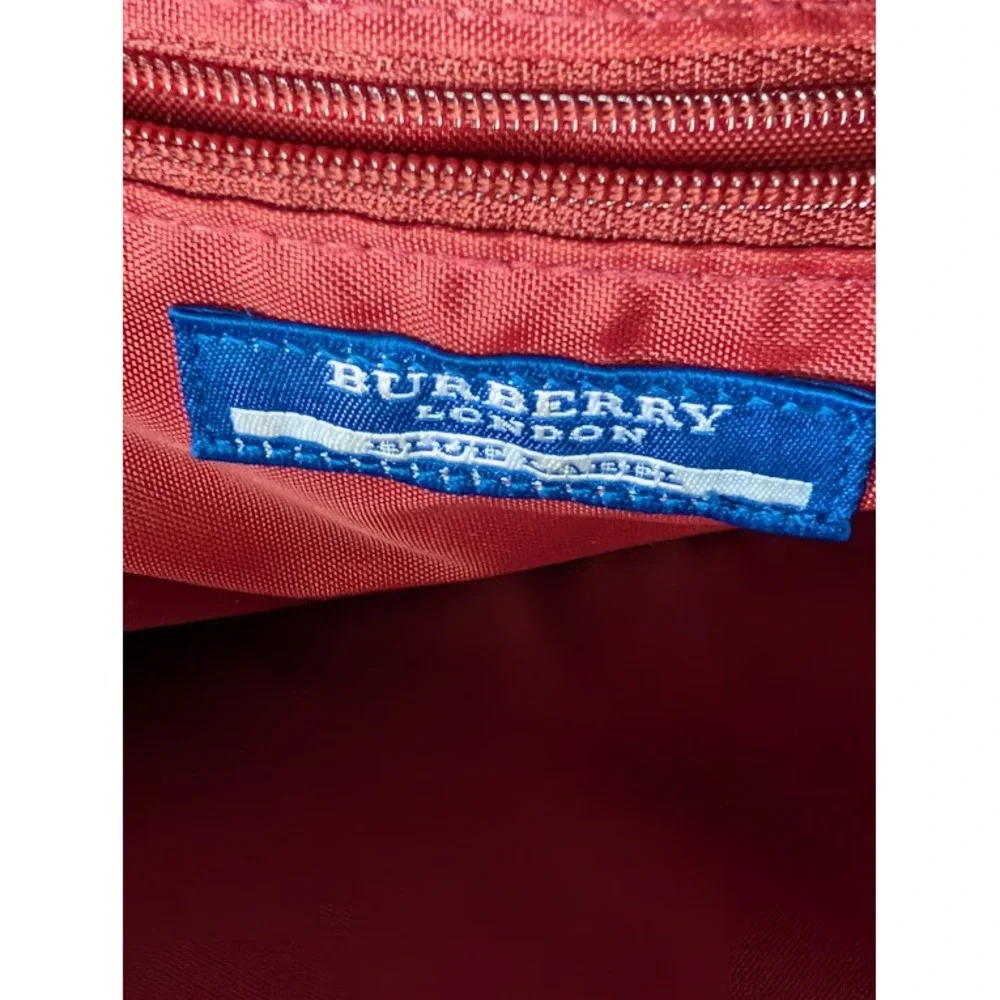 Burberry London Blue Label Nova Check Canvas Leather Tote Handbag Brown Pink